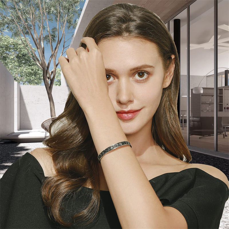 Wholesale stainless steel laser lettering open bracelet