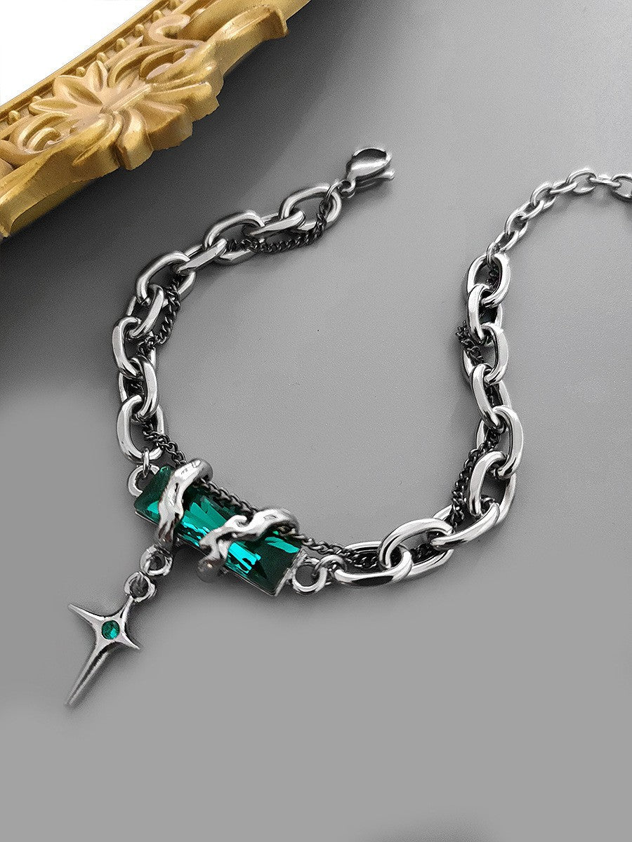 Wholesale Unisex Titanium Steel Star-Wrapped Black Diamond Bracelet