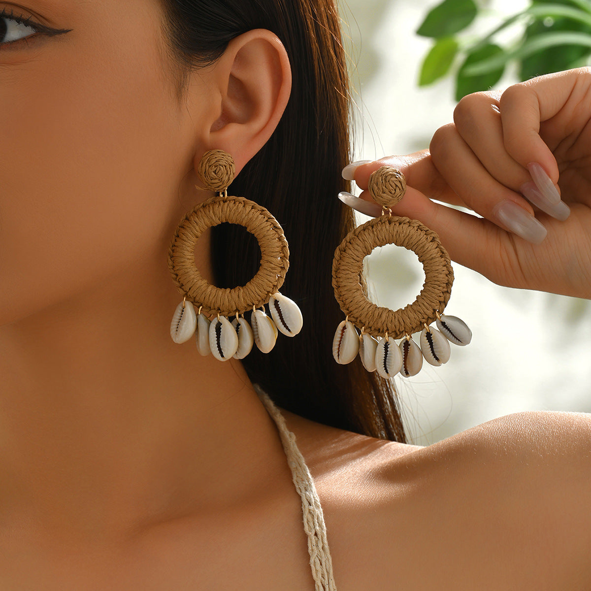 Wholesale Raffia Woven Bohemian Retro Ethnic Earrings Party Wear Boutique Resale Gift
