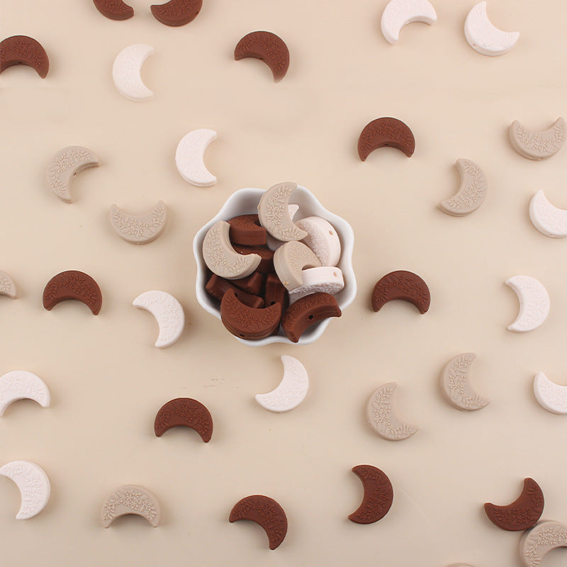 Wholesale 5pcs Silicone Printed Moon Focal Beads ACC-BDS-GuangTian030