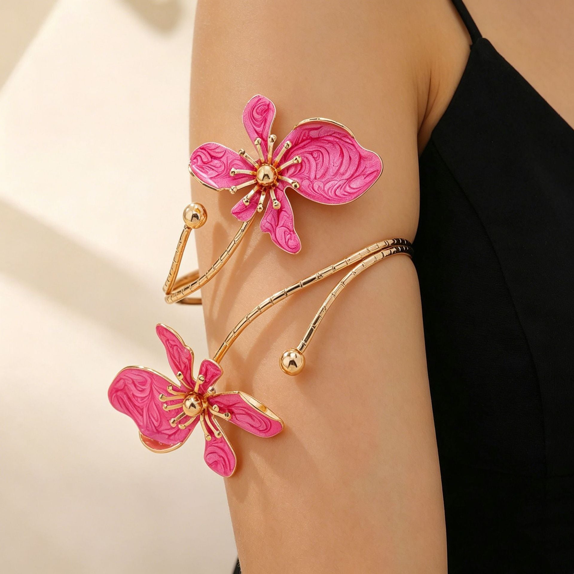 Wholesale Ins Style Flower Open Bracelet Armband Alloy Electroplated Fashion Accessory for Women