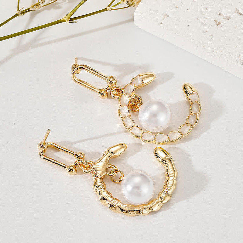 Wholesale Pearl Butterfly Combination Gold Earrings ACC-ES-RuLong001