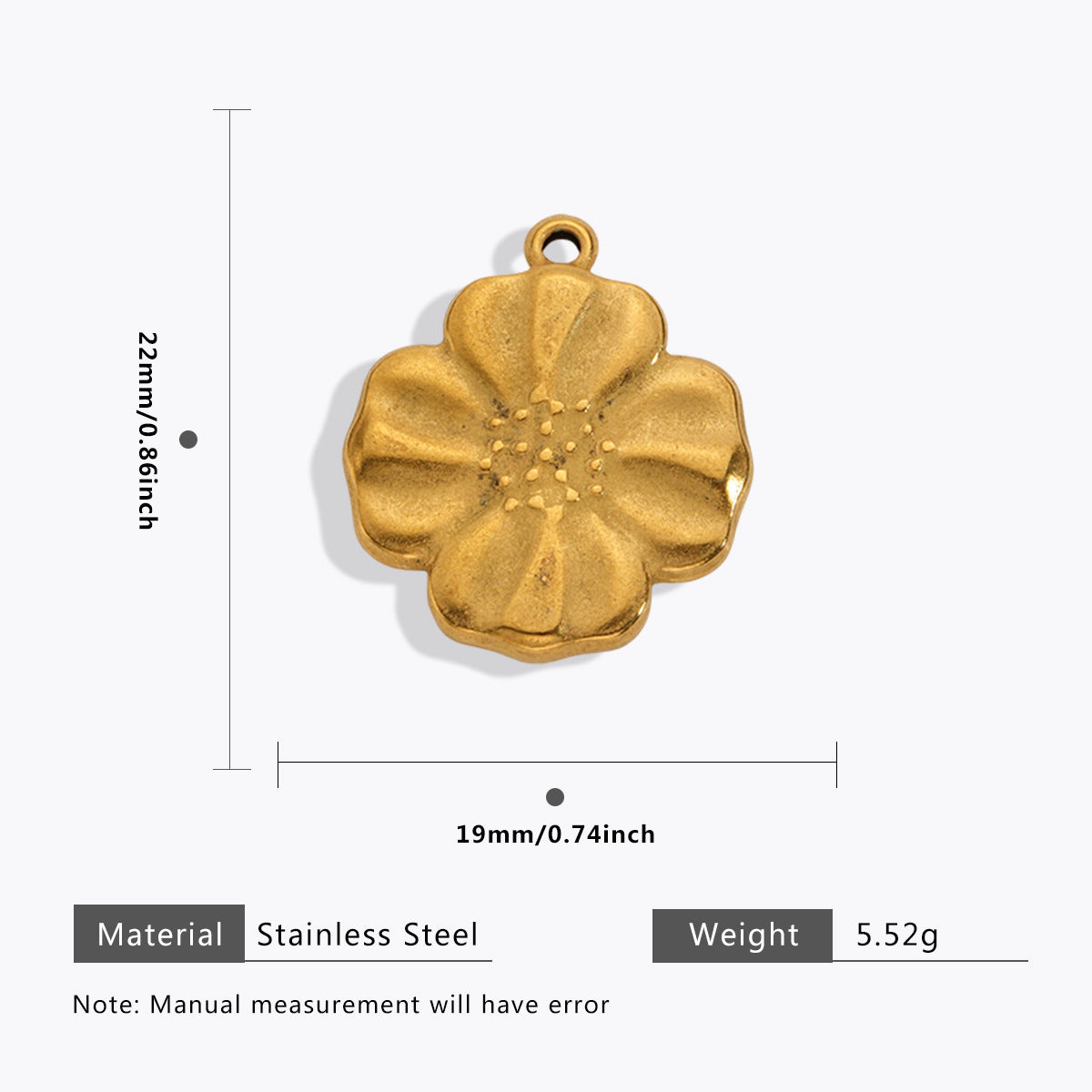 Wholesale 5pcs Stainless steel 18K vacuum plating color  flower pendant
