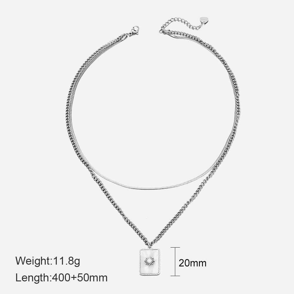 Wholesale Stainless Steel Three-Layer Pearl Starfish Pendant Necklace