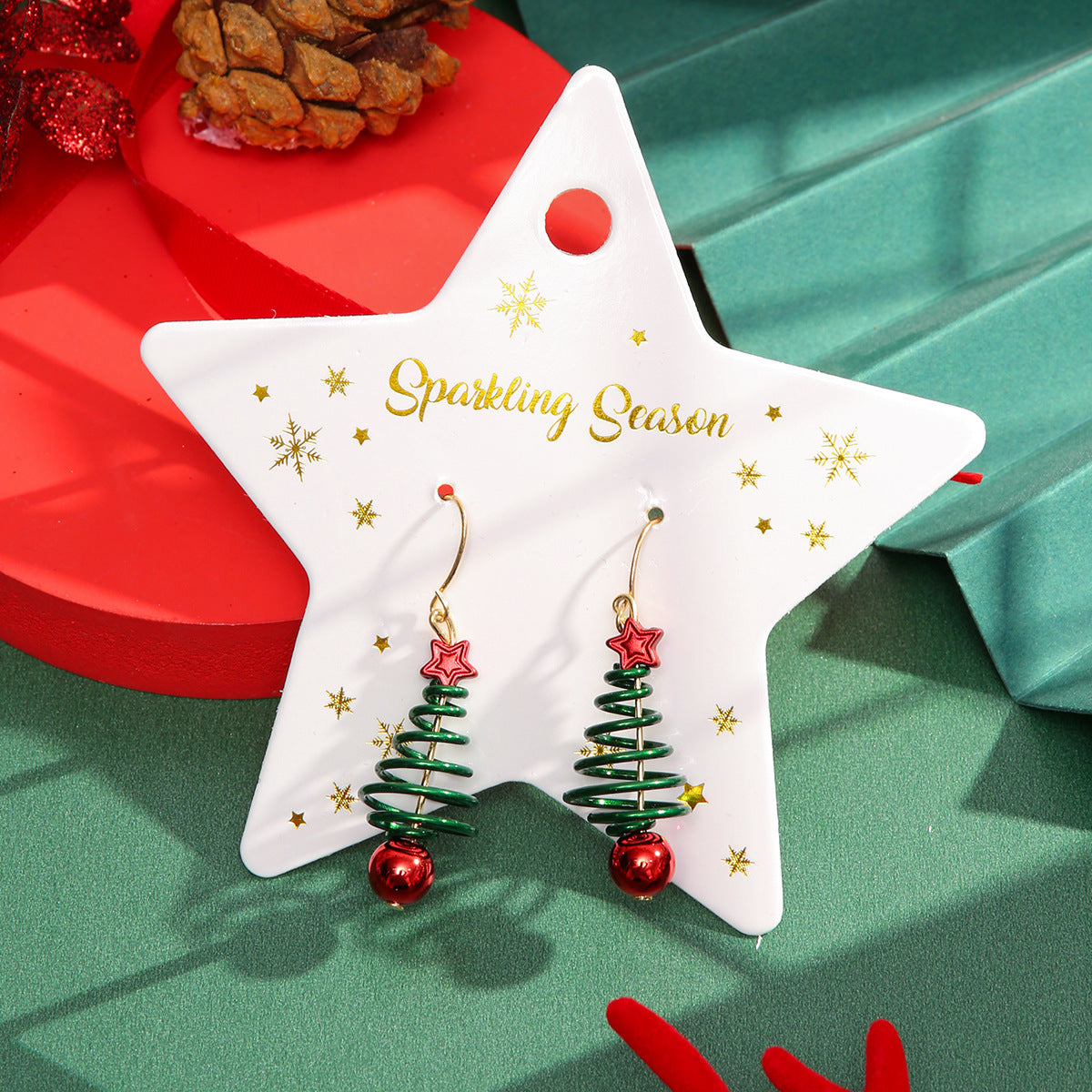 Wholesale Alloy electroplating Christmas tree earrings