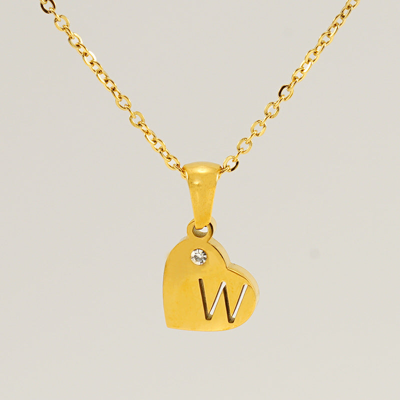 Wholesale Diamond Heart Letter Necklace ACC-NE-ZhongYao005