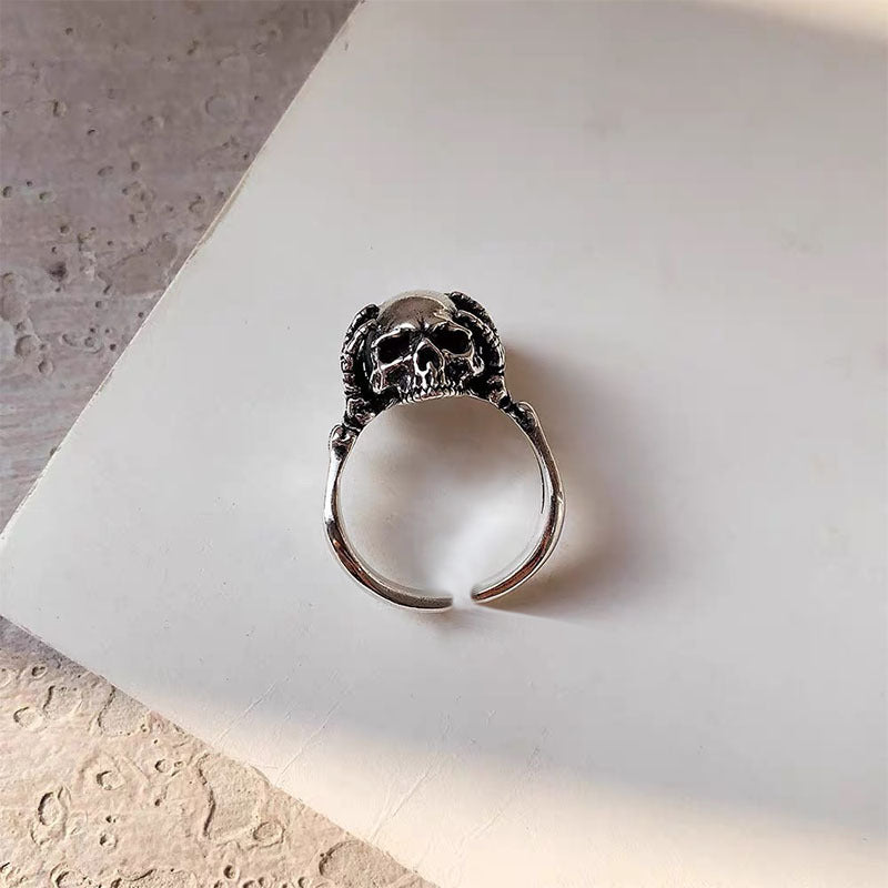 Wholesale  punk dark style skull design sense decompression open ring