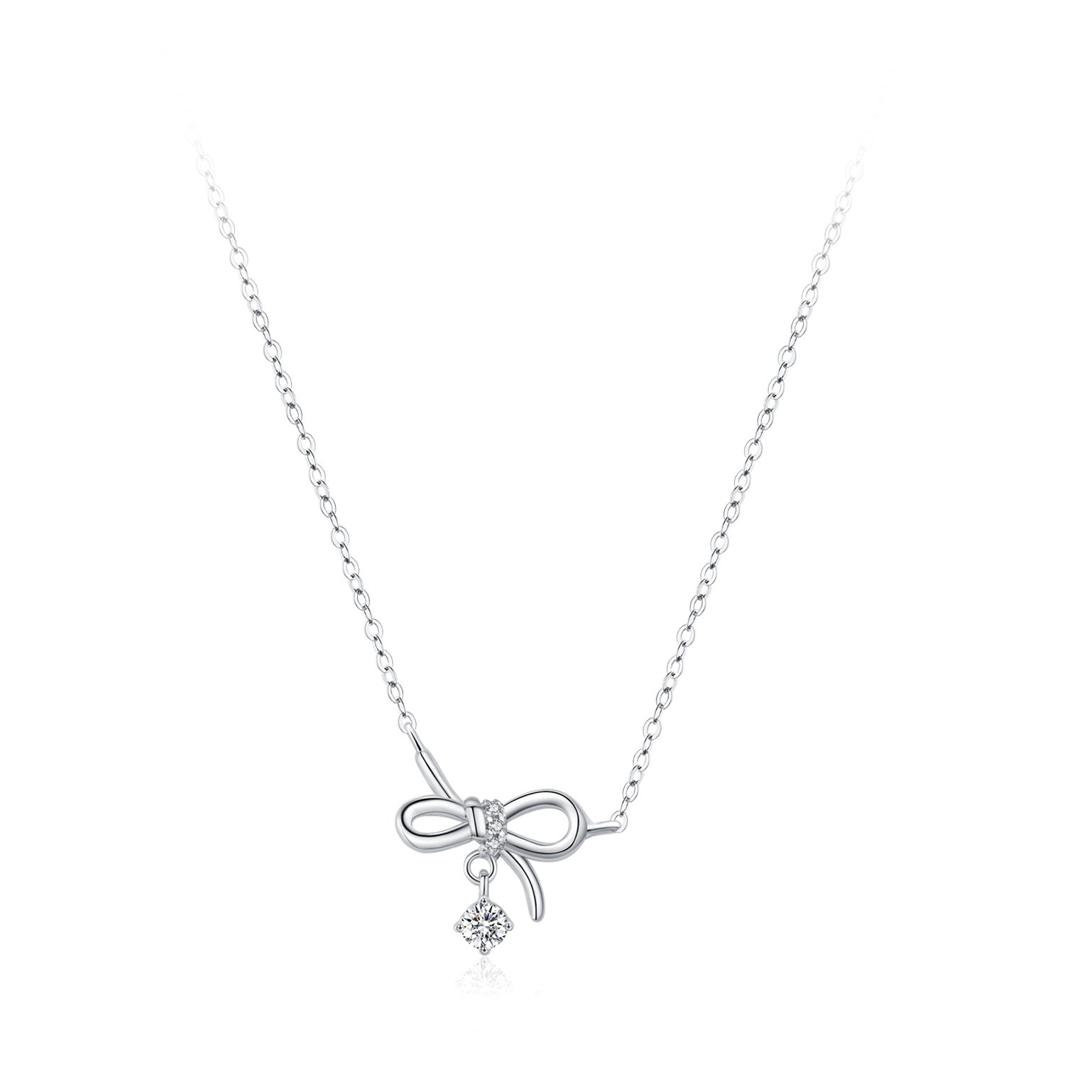 Wholesale S925 sterling silver bow clavicle necklace