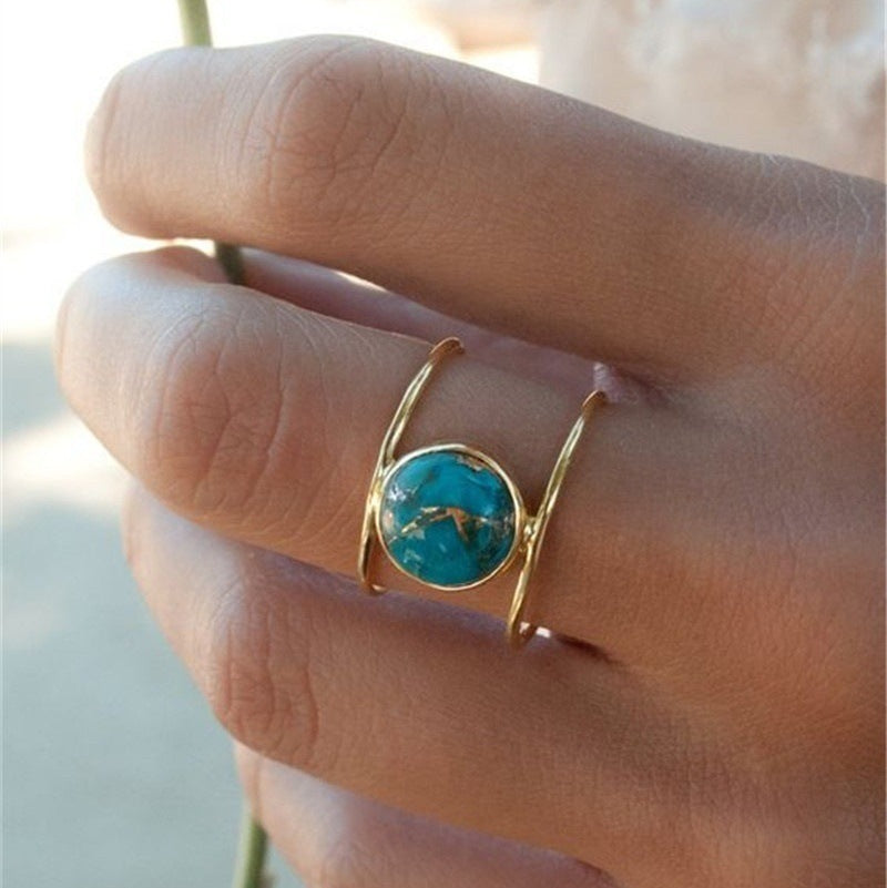 Wholesale Vintage turquoise epoxy round ring
