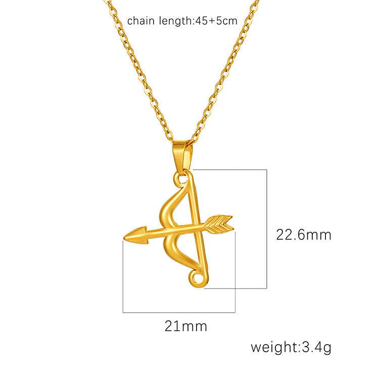 Wholesale Cupid Arrow Stainless Steel Plated 18K Necklace