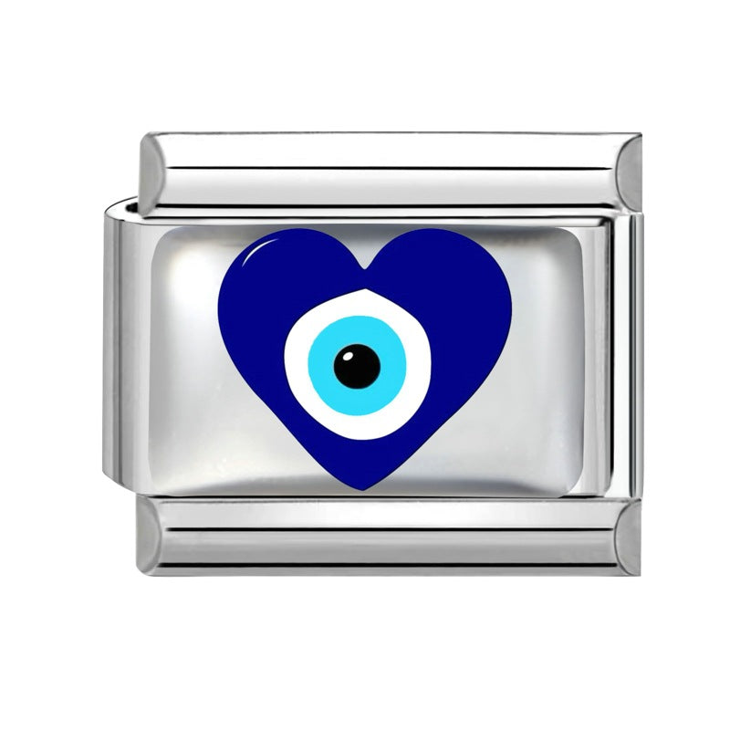 Wholesale 9mm Italian Charm Starter Bracelets DIY Flower Evil Eye Series Stainless Steel Composable Bracelet