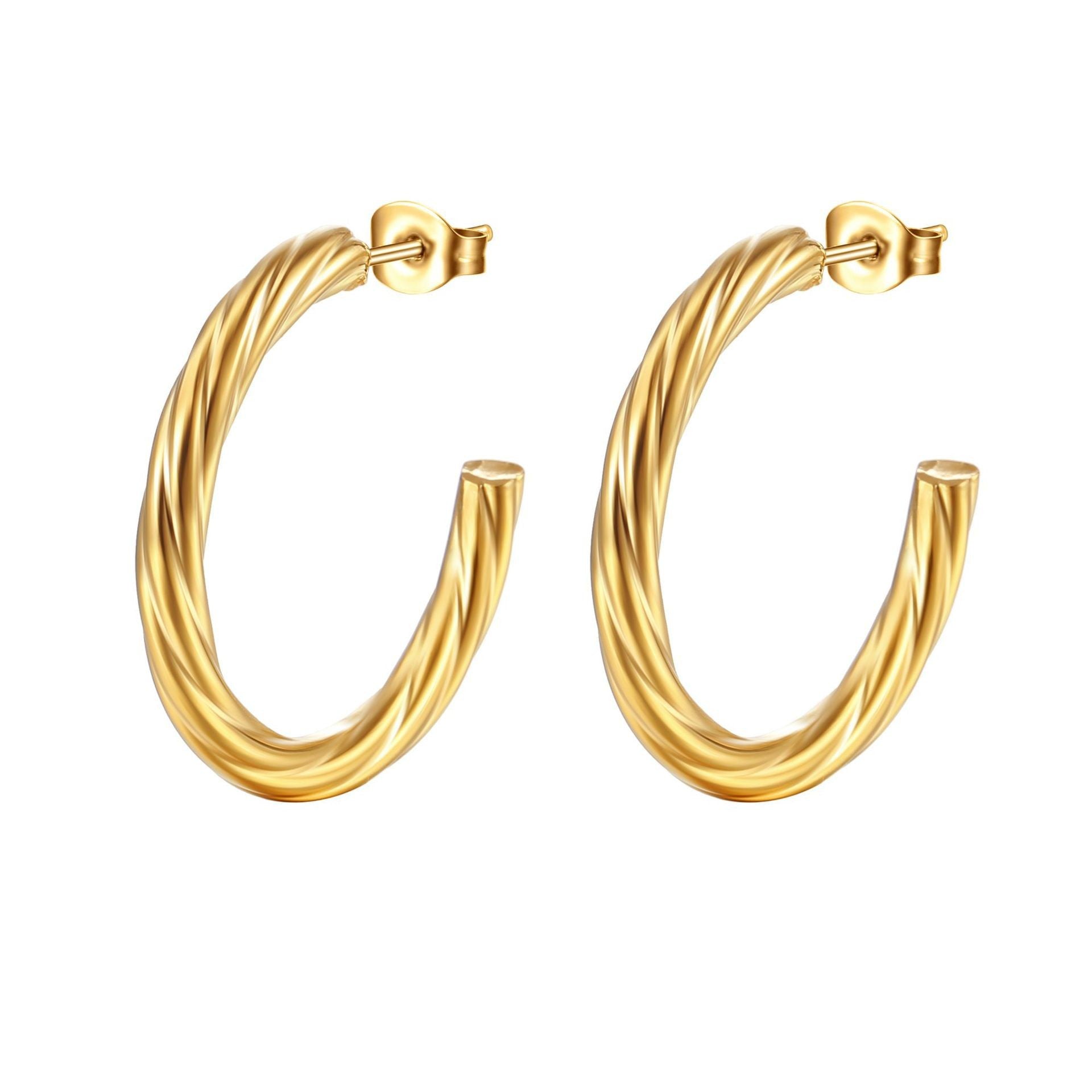 Wholesale 18K Gold-plated Stainless Steel Twist C- shaped Earrings