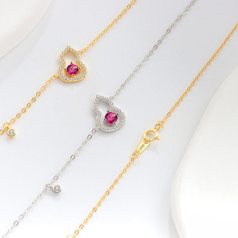 Wholesale S925 Sterling Silver Plated 18K Gold Hollow Gourd Shape Pendant Necklace