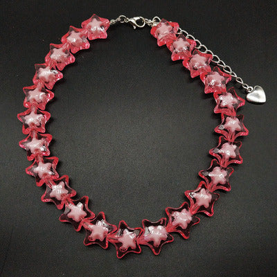 Wholesale Acrylic Beads Green Star Beaded Necklace