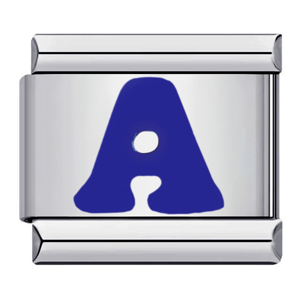 Wholesale Italian Charm Bracelet 9mm DIY Splicing Removable Blue English Letters Stainless Steel Composable Bracelet