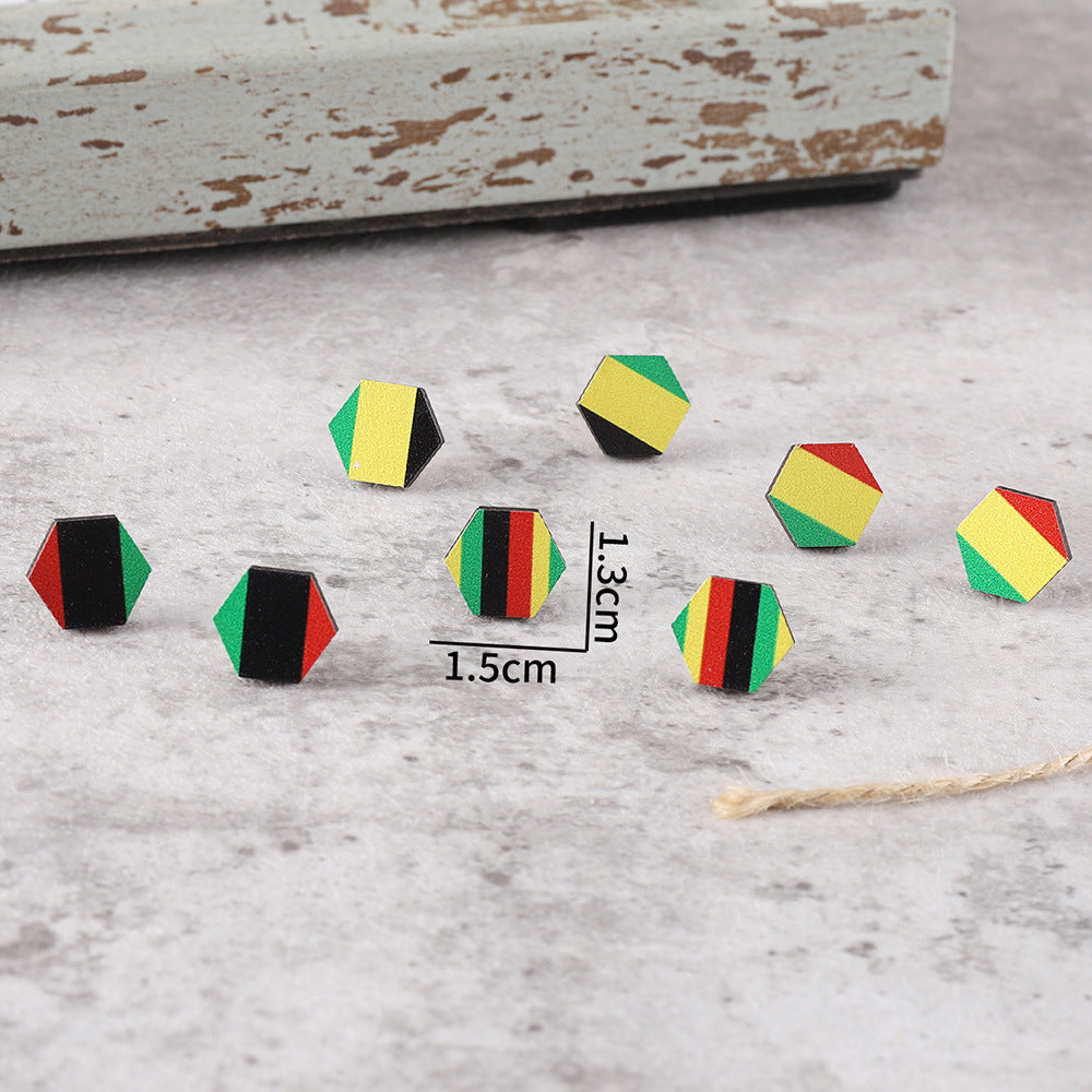 Wholesale Black, red, yellow, green and African flag colored wooden earrings