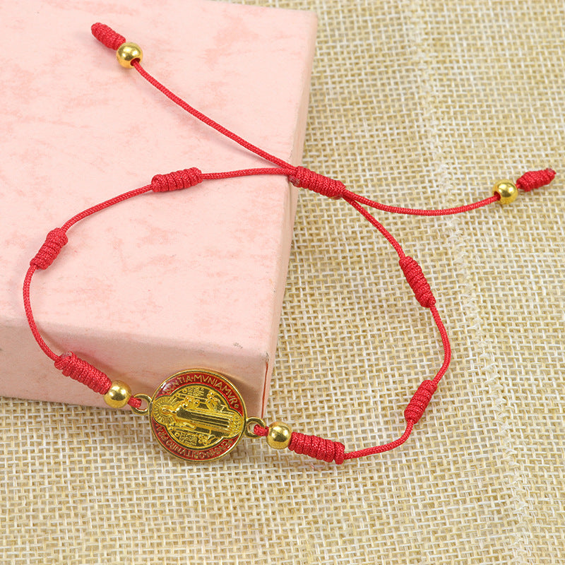 Wholesale Red Rope Braided St. Benedict Bracelet ACC-BT-YiYe007