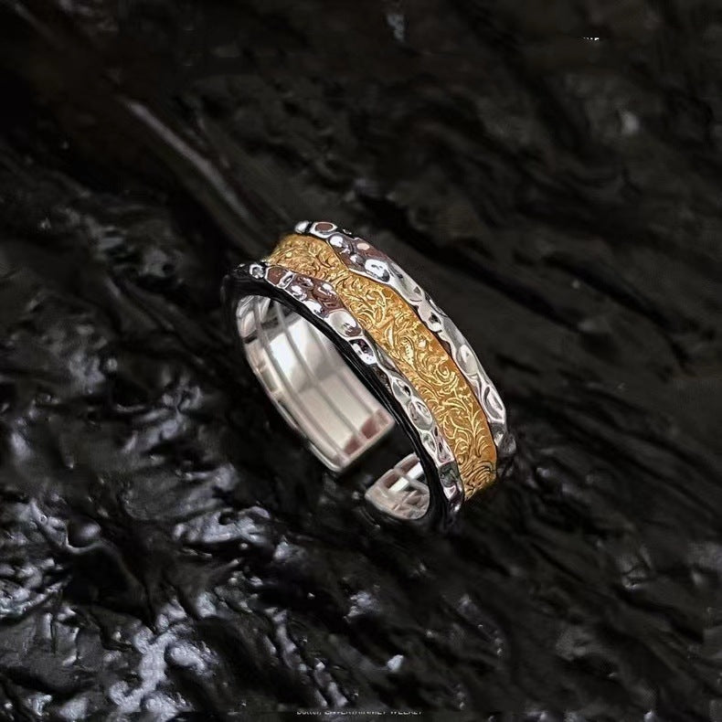 Wholesale Two-Color Gold Color Matching Open Couple Ring