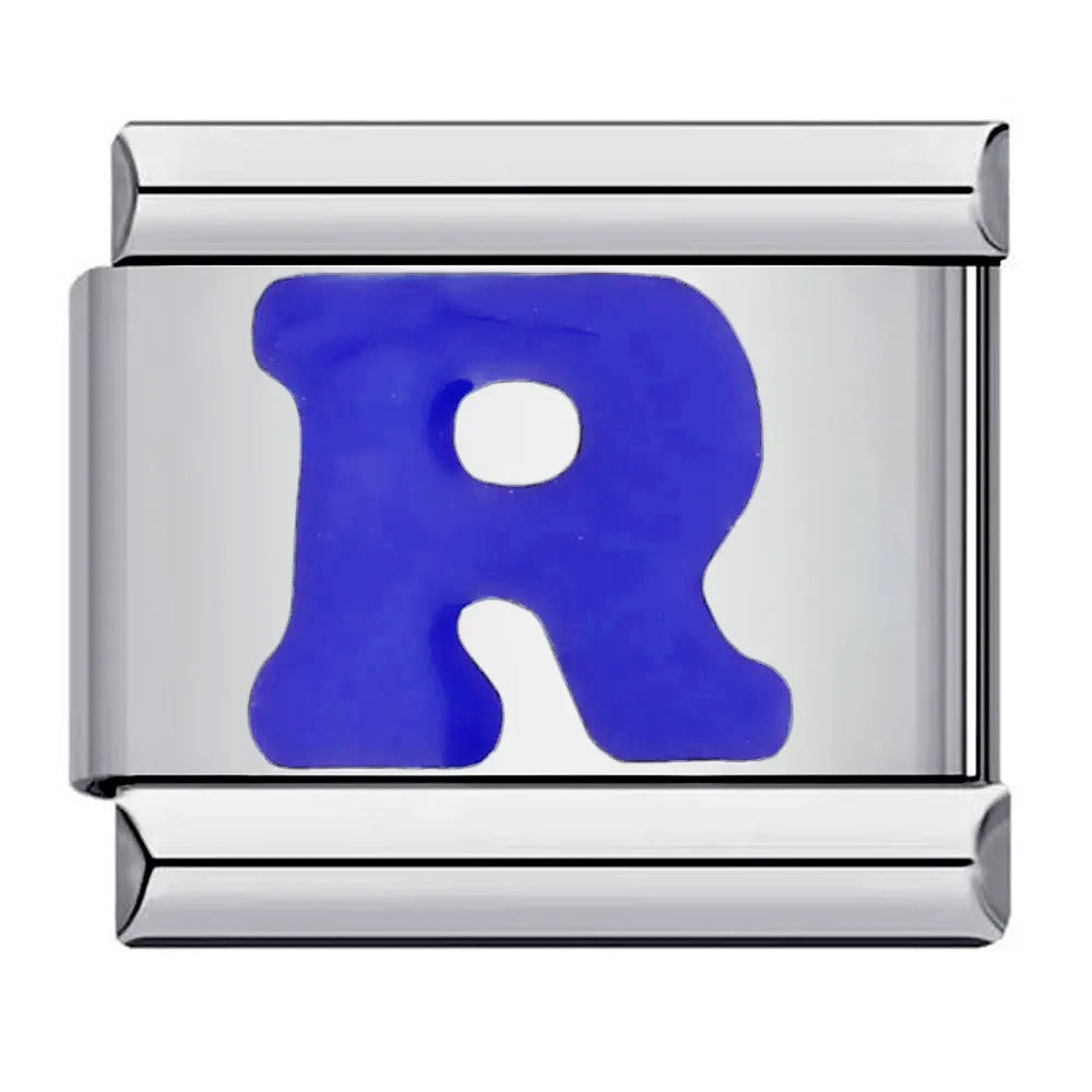 Wholesale Italian Charm Bracelet 9mm DIY blue English initials Creative Stainless Steel Composable Bracelet