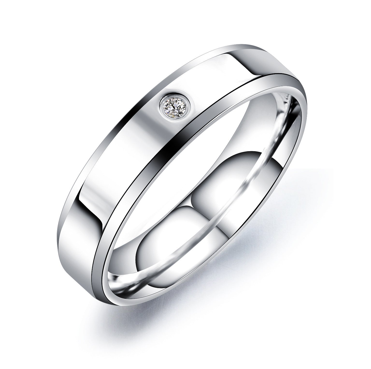 Wholesale  micro diamond ring titanium steel couple ring