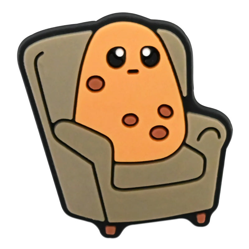 Wholesale Random 100pcs Cute cartoon potato-shaped  PVC Soft Rubber Shoe Buckle Decoration