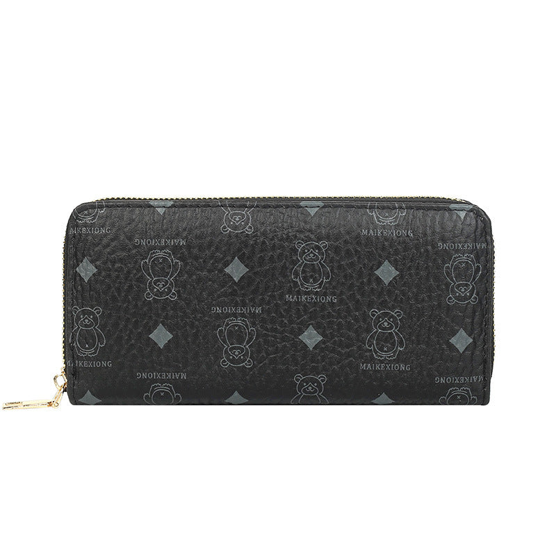 Wholesale Bear Print Single Zipper Multi-Card Slot Wallet ACC-WT-Kuans014