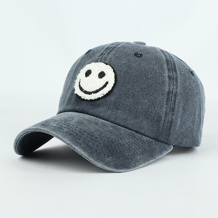 Wholesale Baseball Cap Plush Embroidered Patch Smiley Cotton Vintage Hat ACC-HT-RongZhao010