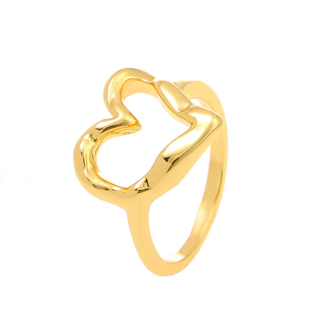 Wholesale hammer pattern love alloy gold-plated non-fading ring