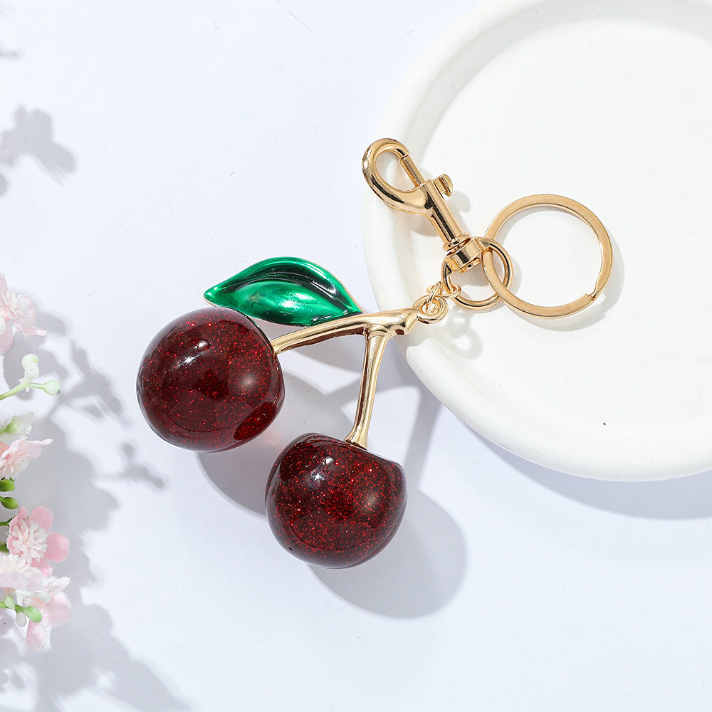 Wholesale Light Luxury Fashion Cherry Keychain Bag Pendant Women' s Bag Jewelry