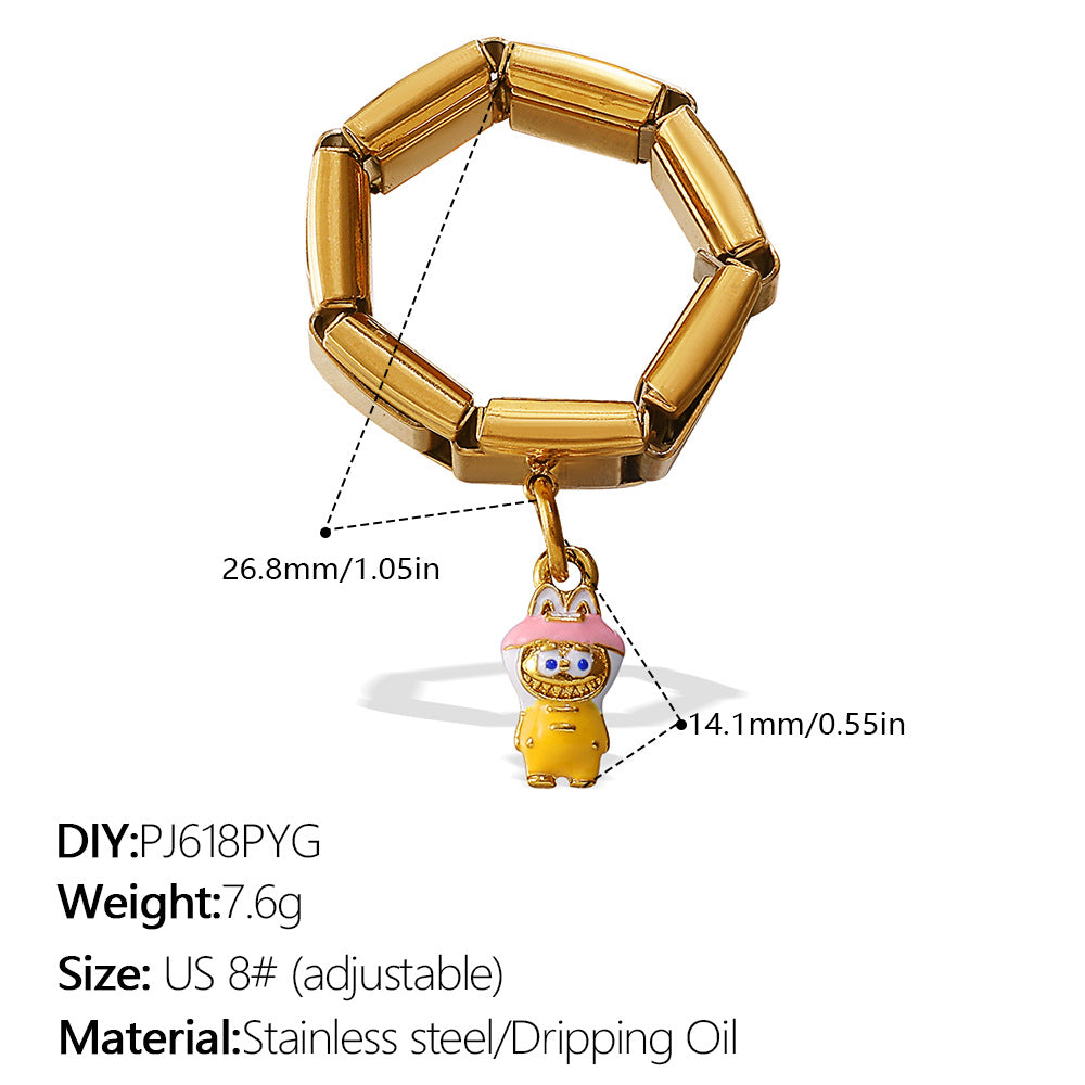 Wholesale Stainless Steel 18K Gold-Plated Pendant Ring Oil Dripping Accessible Luxury Hot-Selling Popular Pendant Ring Jewelry