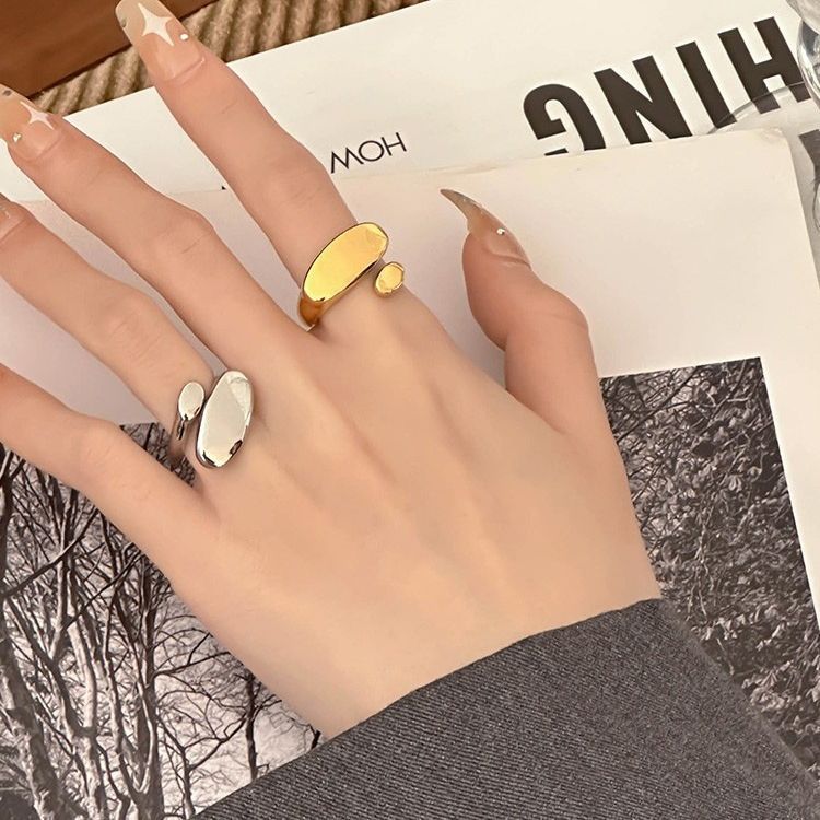 Wholesale Light Luxury Titanium Steel Plated 18K Gold Color-preserving Open Ring