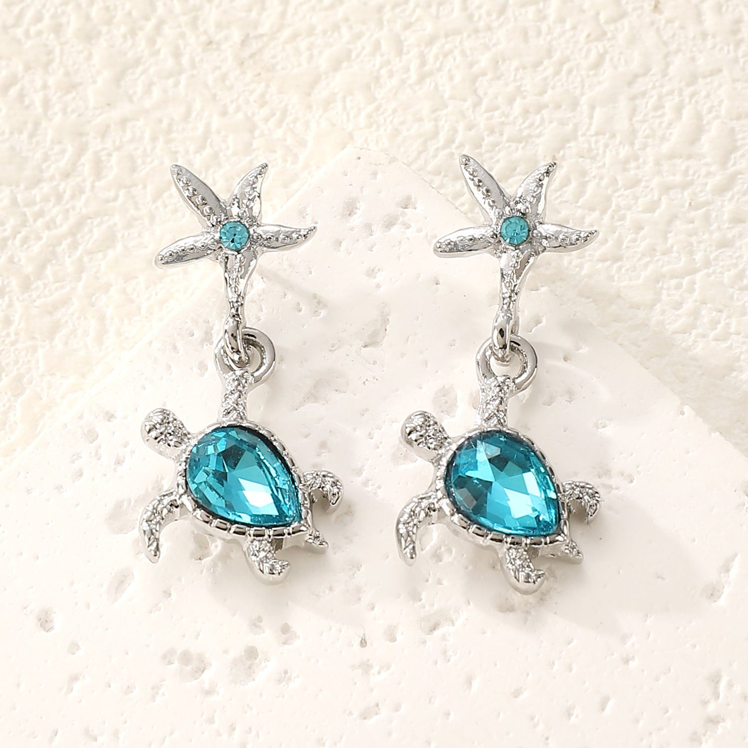 Wholesale starfish blue sea turtle earrings