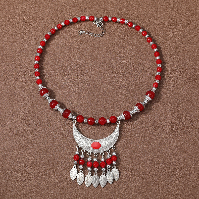 Wholesale Ethnic Style Crescent Leaf Forehead Chain Necklaces ACC-NE-Gumi004