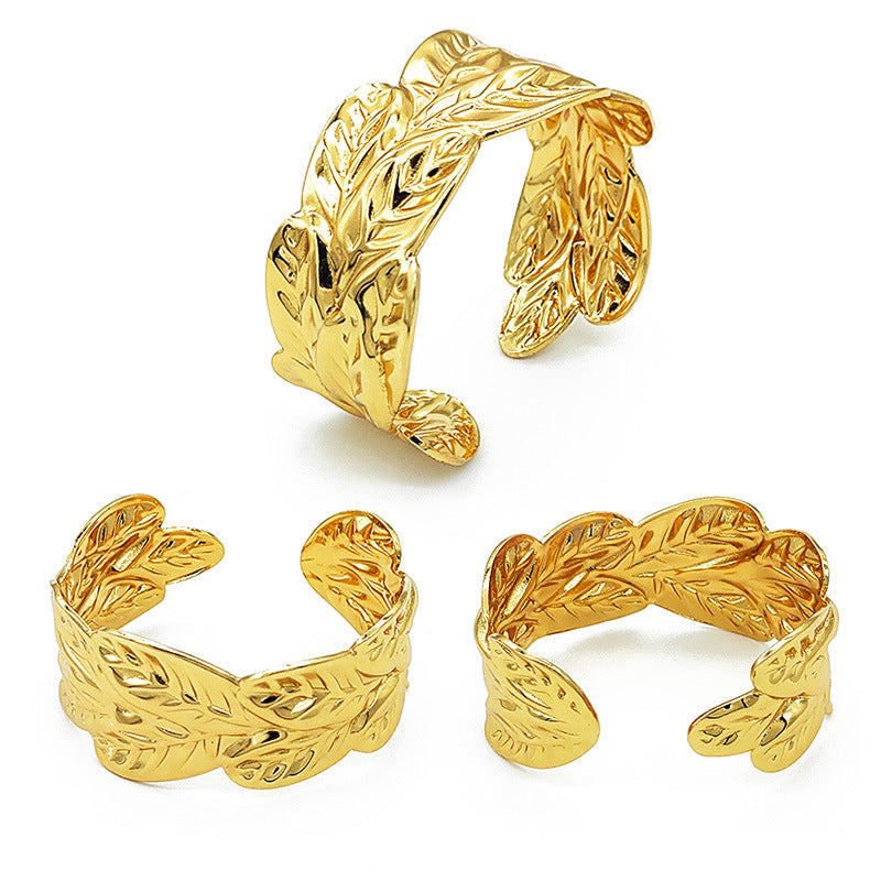 Wholesale Retro Polished Stainless Steel Open C-Shaped Cuff Bracelet