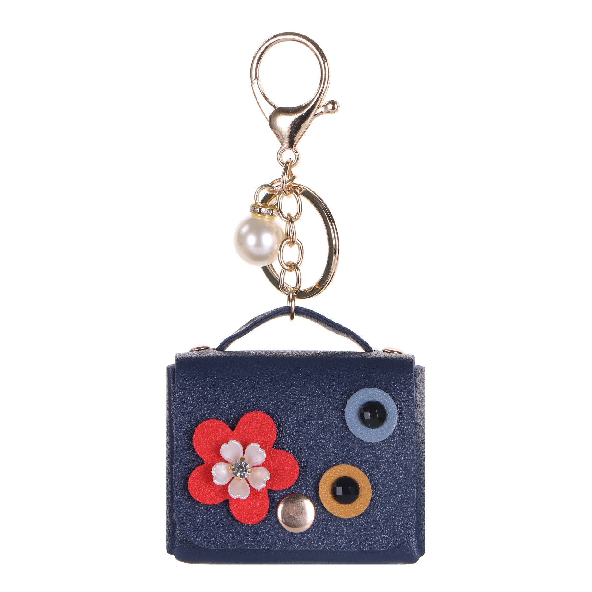 Wholesale  Leather Headphone Bag Shell Flower Diamond Pearl Bag Keychain