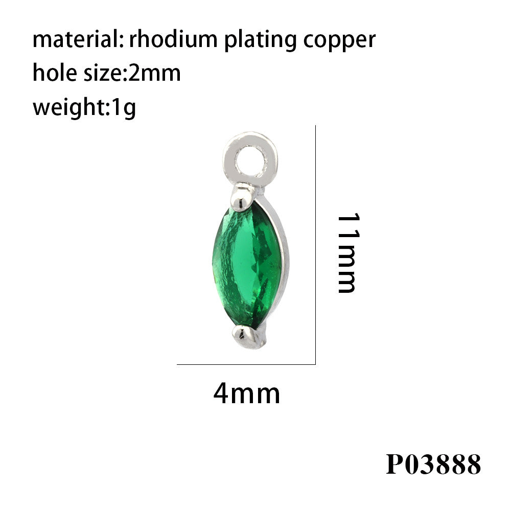 Wholesale 18K gold-plated micro-inlaid zircon colorful geometric marquise pendant