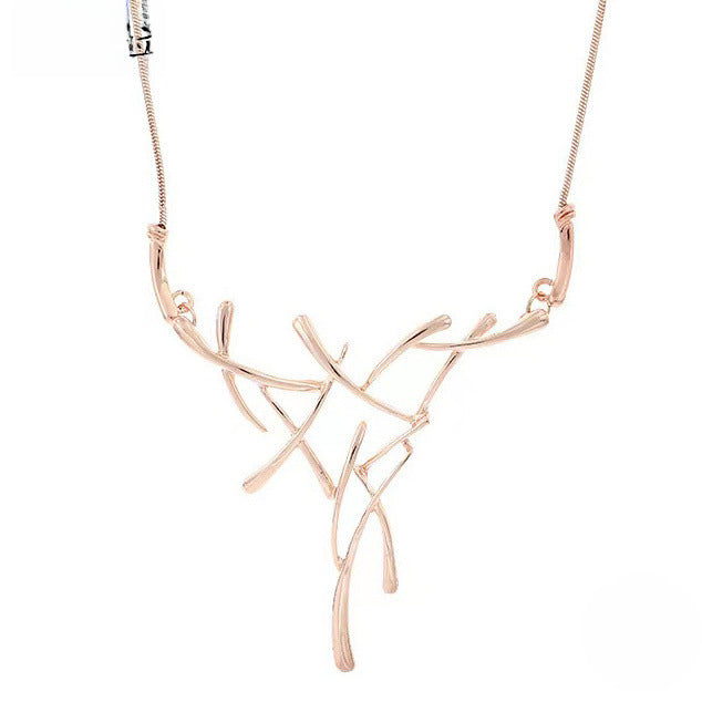Wholesale irregular geometric tree branch clavicle chain necklace