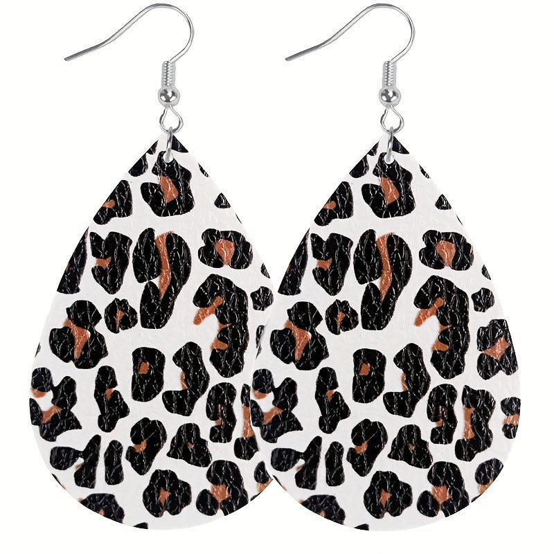 Wholesale Leopard Print Cow Pattern Women's Leather Earrings