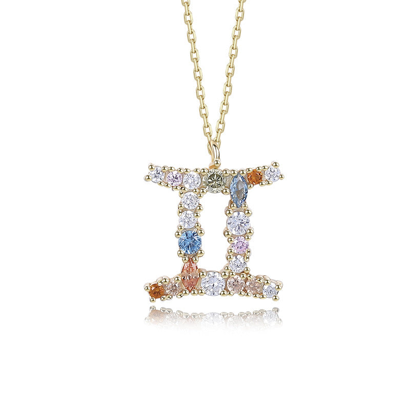 Wholesale 925 Sterling Silver Rainbow 12 Zodiac Necklace ACC-NE-YuanFan006