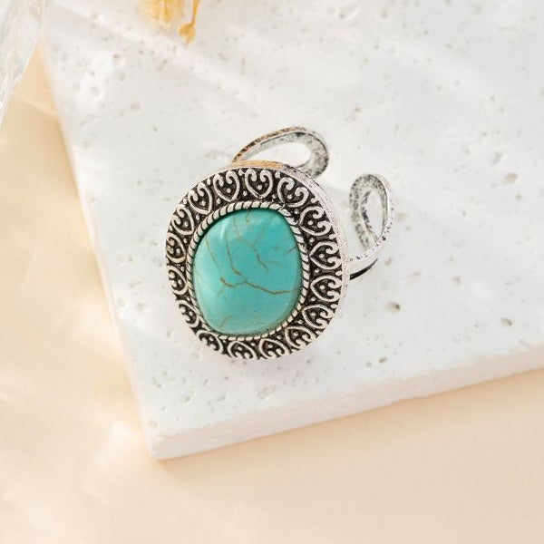 Wholesale Bohemian Vintage Turquoise Ring Adjustable Rings ACC-RS-Gaoz001