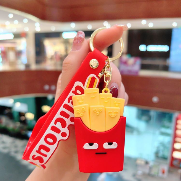 Wholesale PVC Cute Fries Burger Keychain Lanyard Keychain ACC-KC-AiLe003