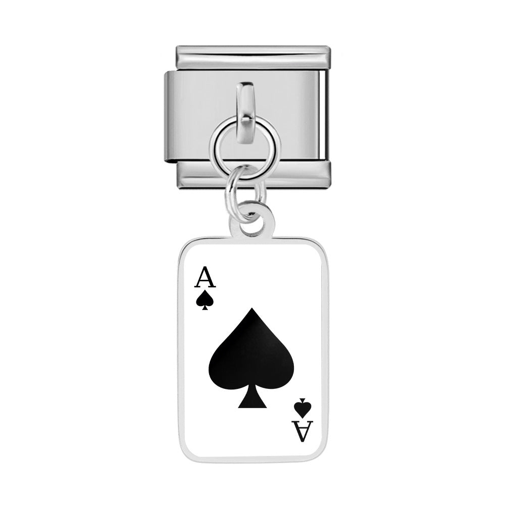Wholesale Trendy Playing Card Pendant Stainless Steel Bracelet Fashion Accessory For Boutique Resale