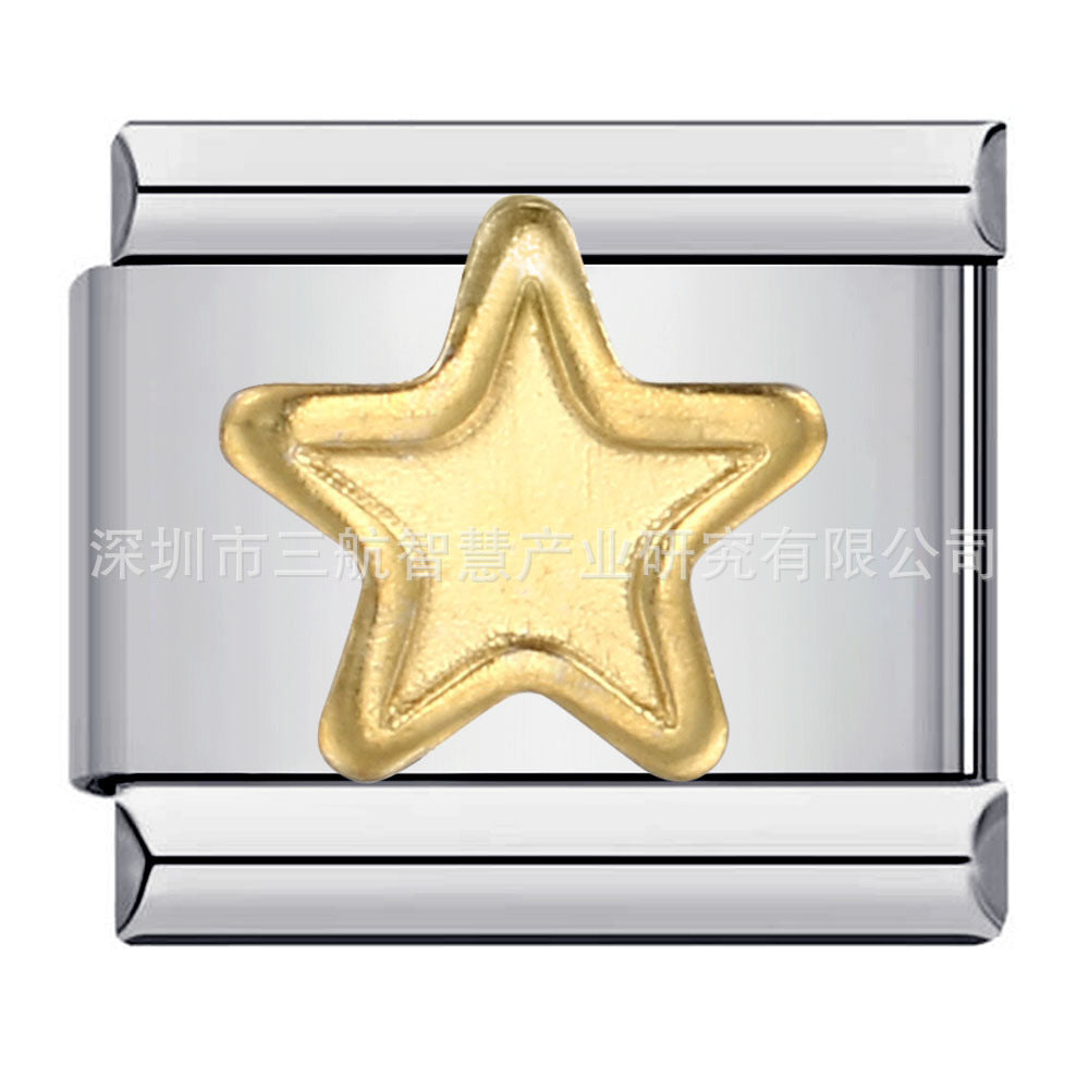 Wholesale 5pcs Italian Charm Bracelet 9mm DIY Splicing Star Smiley Face Stainless Steel Composable Bracelet