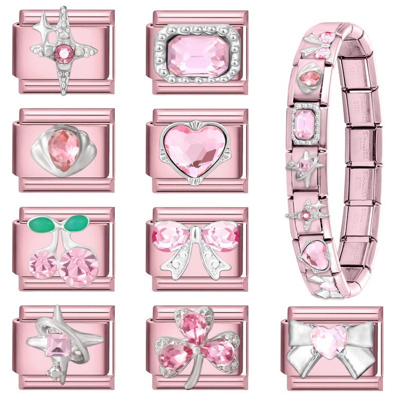 Wholesale  9mm Italian Charm Starter Bracelets DIY square Single Section Creative Stainless Steel Composable Bracelet