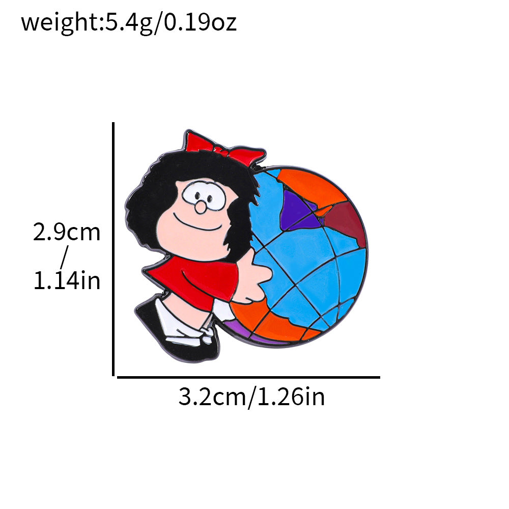 Wholesale Cute cartoon little girl metal brooch