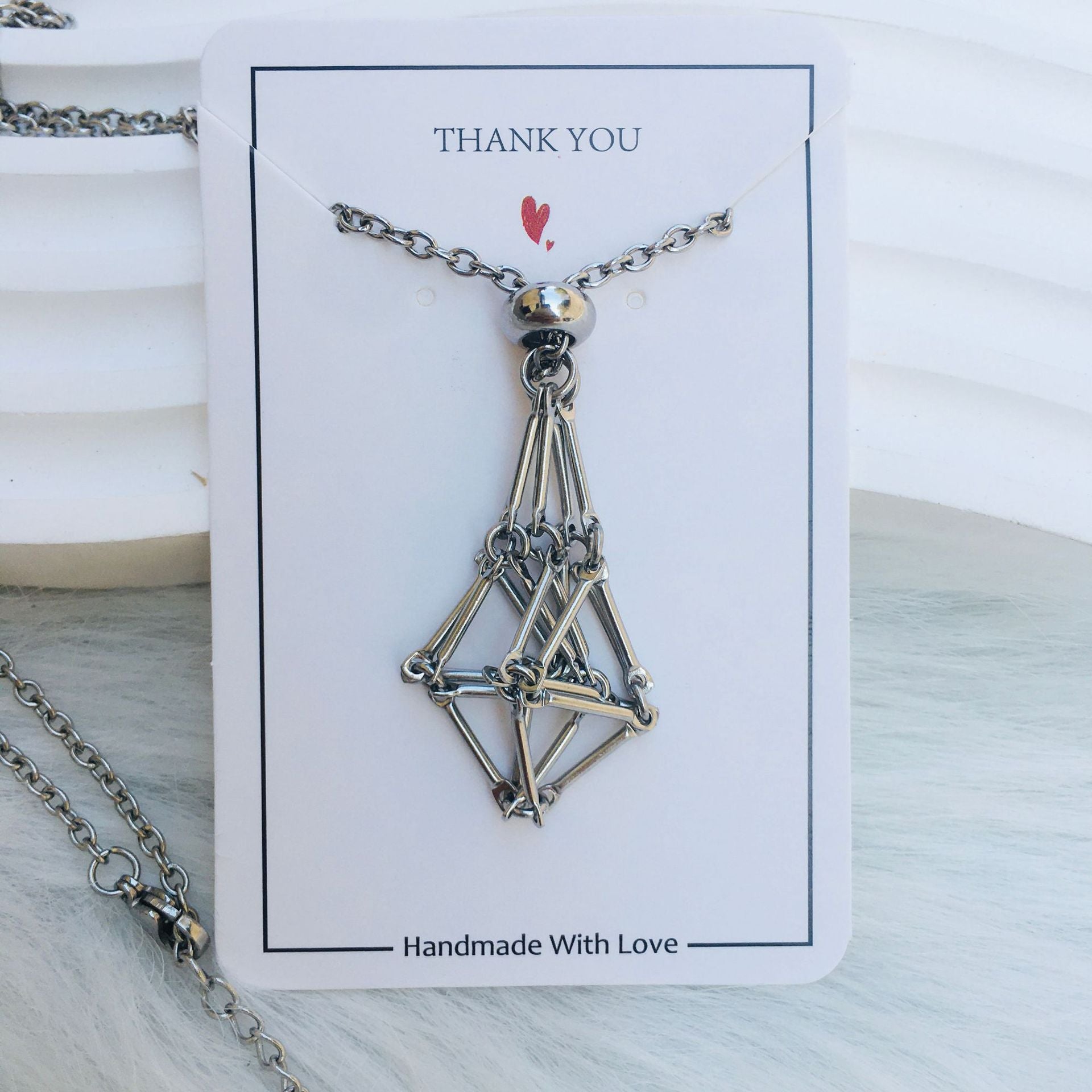 Wholesale Natural Stone Crystal Stainless Steel Bamboo Adjustable Hand Woven Net Pocket Necklace ACC-NE-RongGuan006