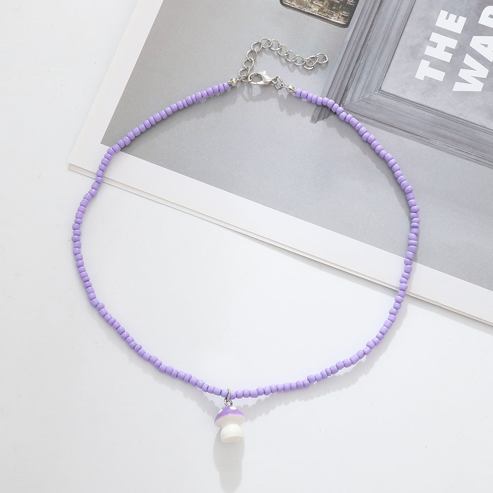 Wholesale Color Female Color Mushroom Beaded Necklace