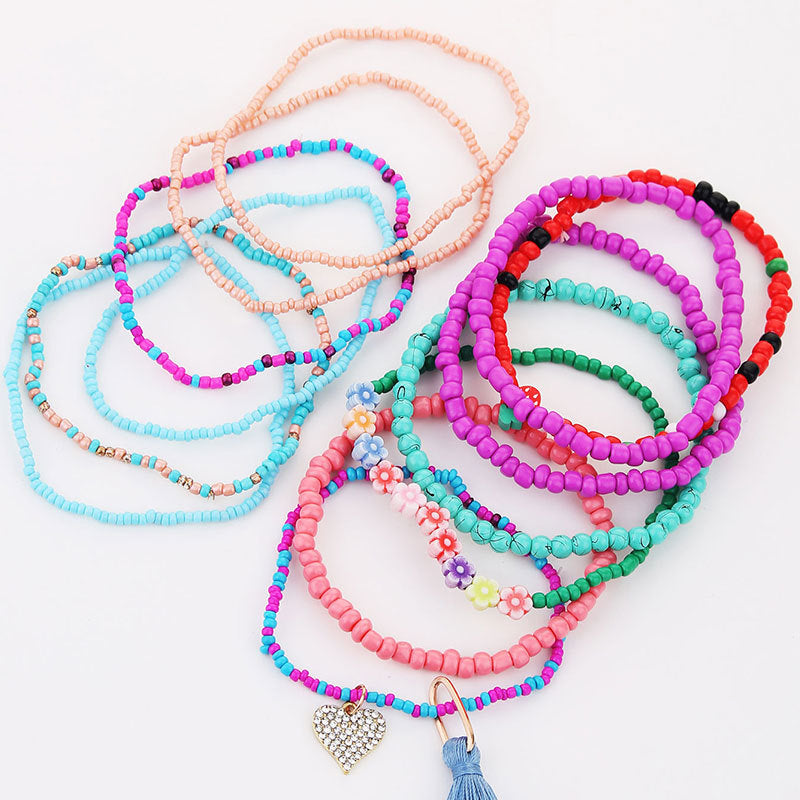 Wholesale 13pcs Hand Woven Rice Bead Strawberry Bracelet Set ACC-BT-GuTe003