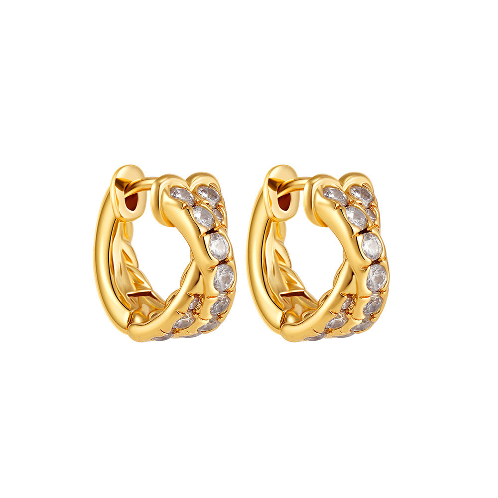 Wholesale Double Row Zircon Plated Earrings