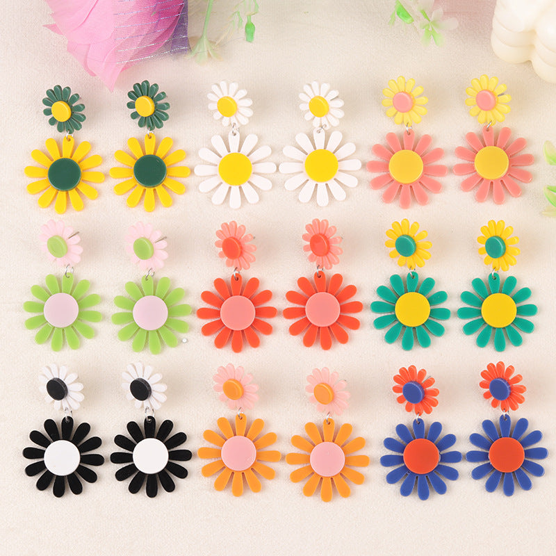 Wholesale Sunflower Acrylic Splicing Earrings